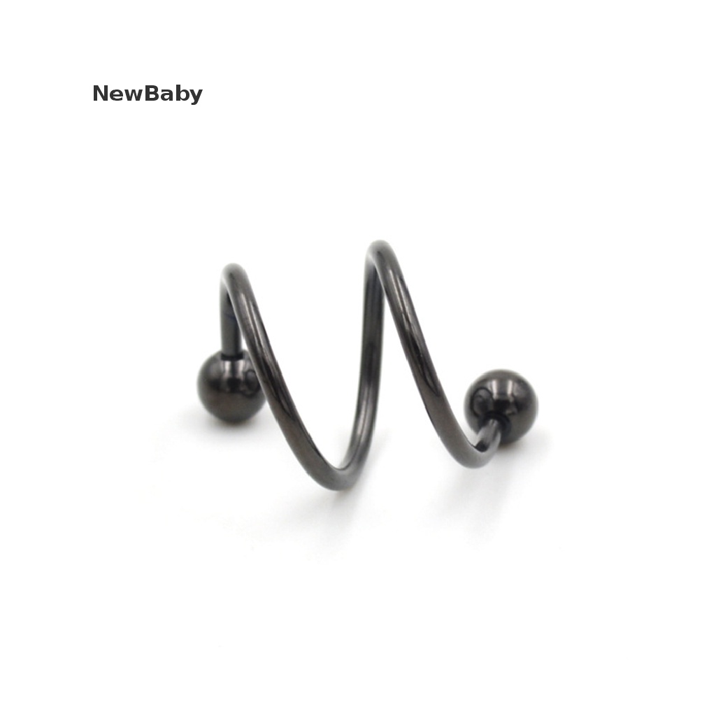 Anting Tindik Hidung / Bibir / Telinga / Tubuh Model Twist Bahan Stainless Steel Untuk Bayi