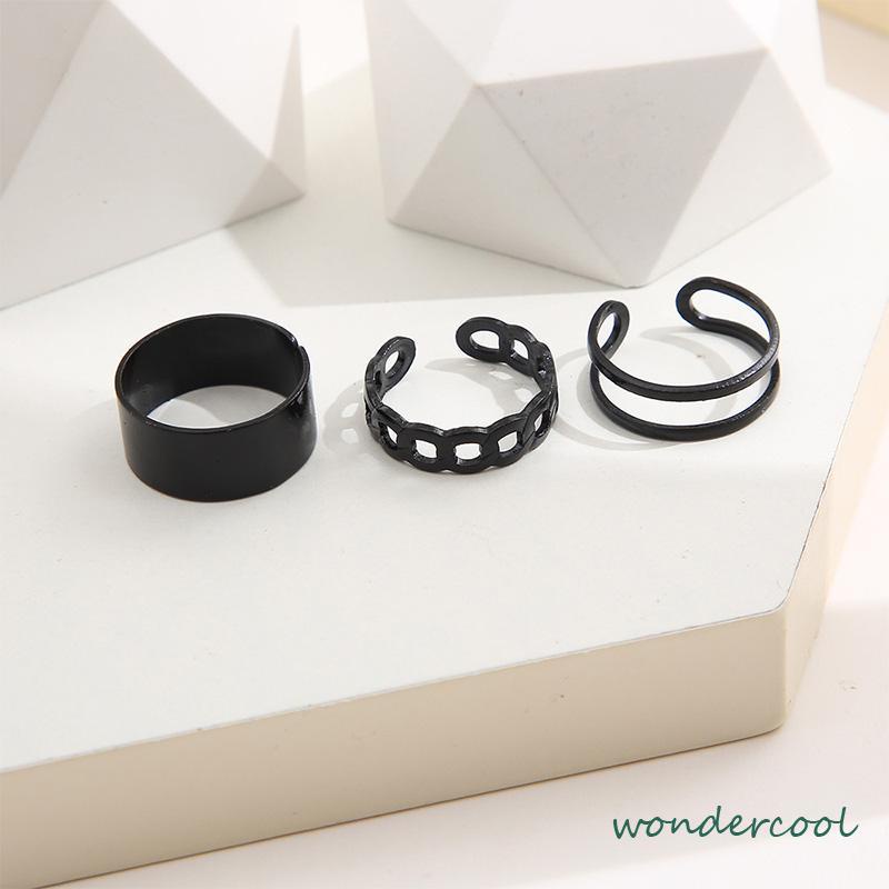 3pcs Set Cincin Jari Knuckle Gaya Vintage Punk Korea Untuk Pria Dan Cincin Wanita -Won