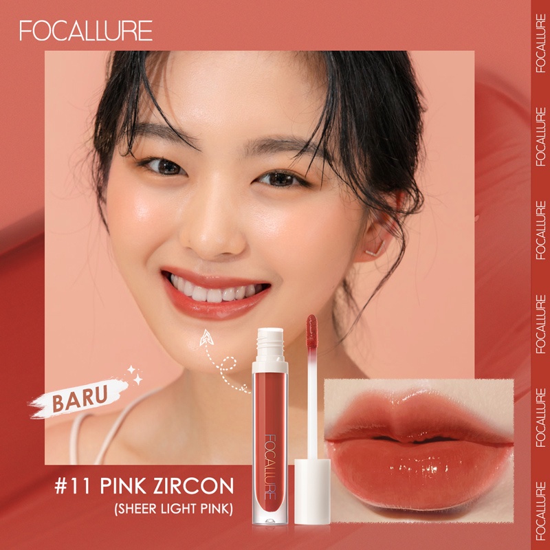 FOCALLURE Mirror Lip Gloss Jelly Glitter Shiny Clear Dewy Lip Tint Lipstick Liptint 10 Colors Optional 3g