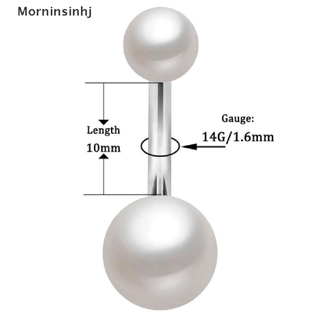 4 Pcs Cincin Tindik 14G Hias Dua Bola Kristal Mutiara Untuk Pusar Tubuh