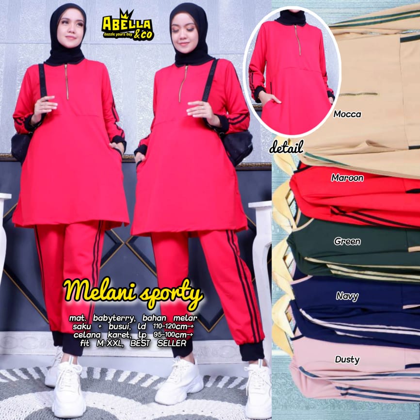 SETELAN MELANI / 20.7 / BAHAN BABYTERRY HQ / LD 110-120 CM / LP 65-100 / ONE SET SPORTY / ABELLA