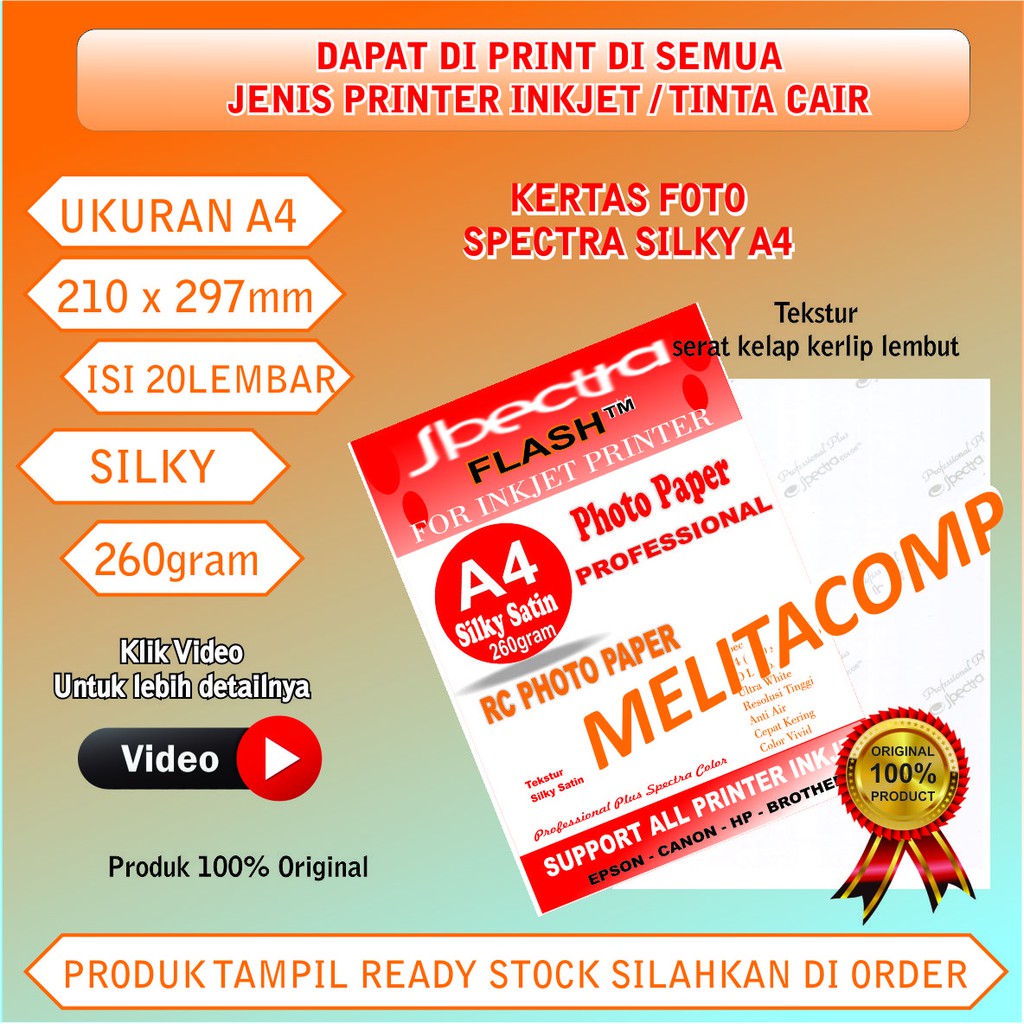 Kertas foto spectra Silky A4 260gram paper foto  murah