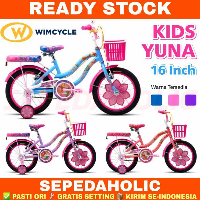 Wimcycle Yuna Sepeda Anak Perempuan 16 18 20 Inch - Pink, 16 Inch Sepnistore