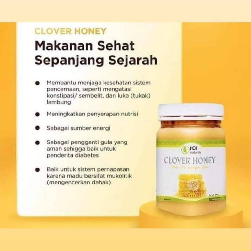 Clover honey original/clover honey 100% asli Hdi/madu clover 1kg free bubble dan box