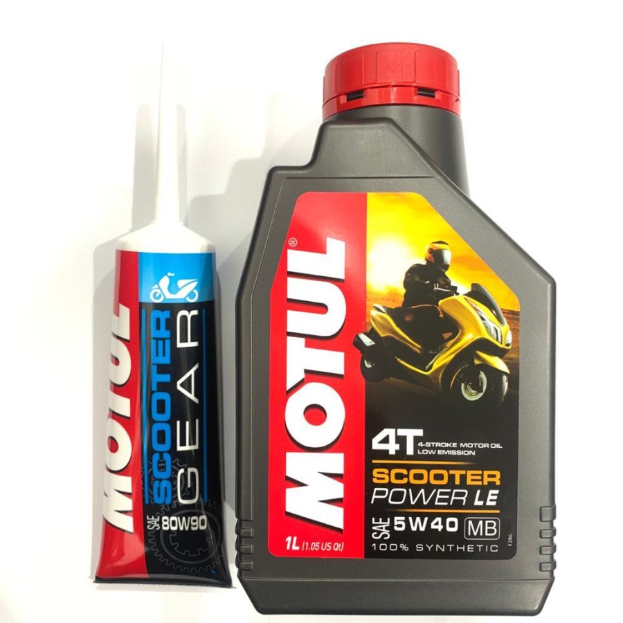 Paket Oli Motor Matic Motul Scooter Power LE 5w-40 1 Liter + Oli Gear Motul 120ml Nmax PCX Vespa Mat