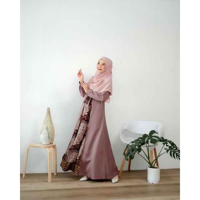 Gamis Rafa Yumna Batik Dress Varian Mauve Coklat