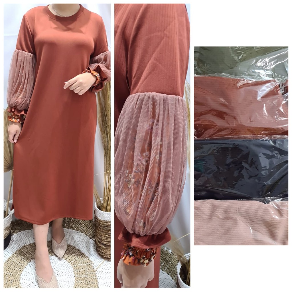 LONG TUNIK CAVEL LENGAN BALON TILE