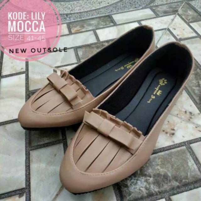 Lily Mocca Shoes | Sepatu Wanita Big Size Jumbo Flat Heels Ukuran Besar 41 - 45