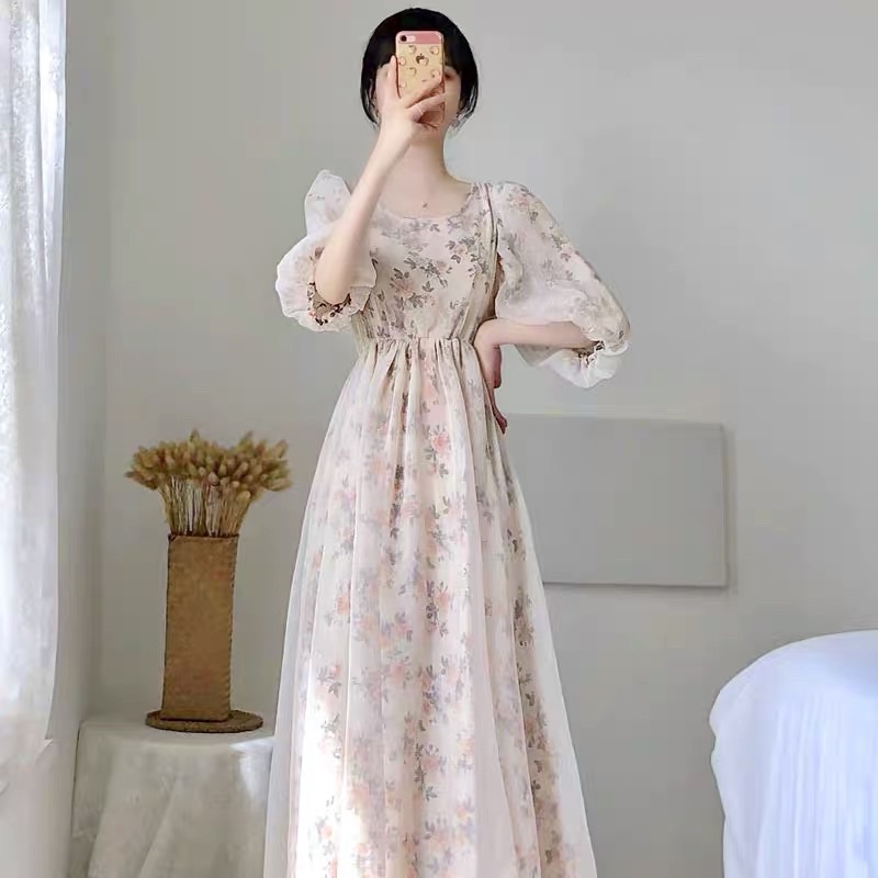 Dress Panjang  Fashion Floral Chifon M40