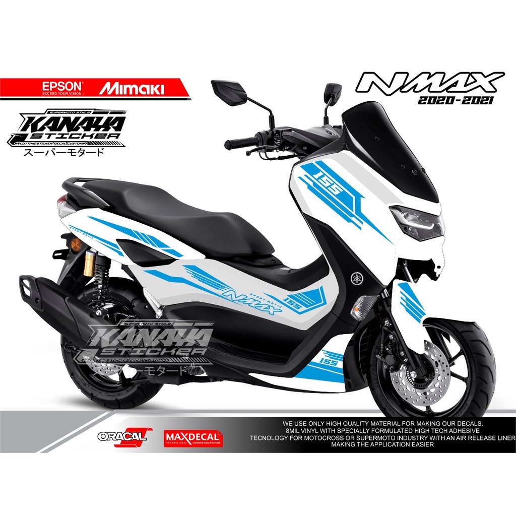 STRIPING NMAX PUTIH STICKER CUTTING NMAX NEW DESIGN KANAYA STICKER WARNA STICKER BIRU MUDA