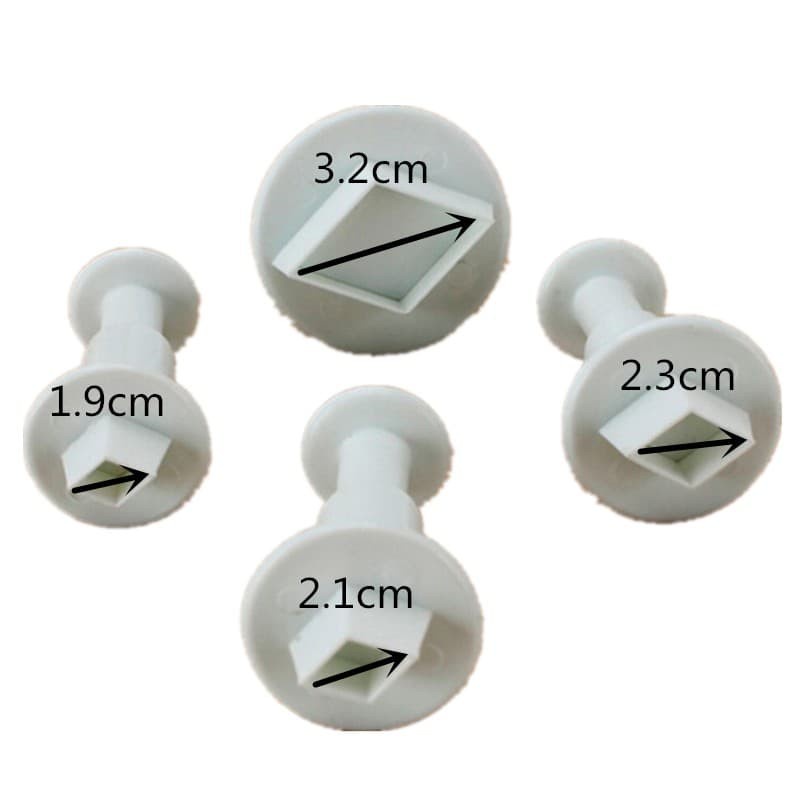 Fondant Plunger Cutter - Cetakan Fondant Diamond Shape (4pcs)