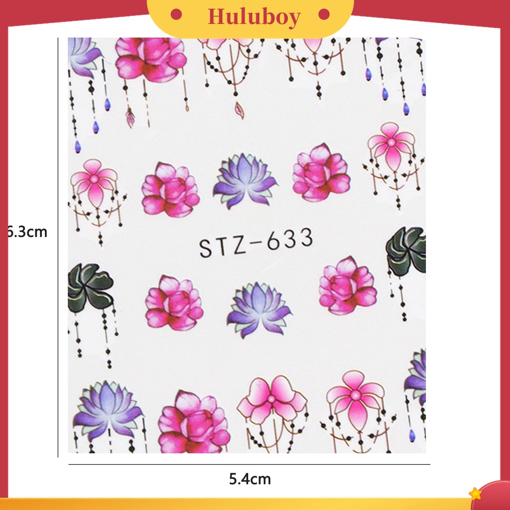 Huluboy Huluboy♡ Stiker Kuku Motif Bunga Warna Hitam Untuk Salon