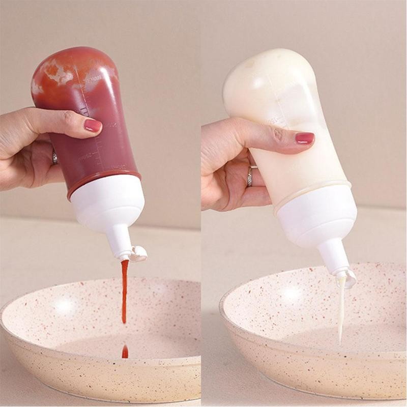 350ML Kitchen Multi-purpose Squeeze Sauce Bottle With On Cap Lids