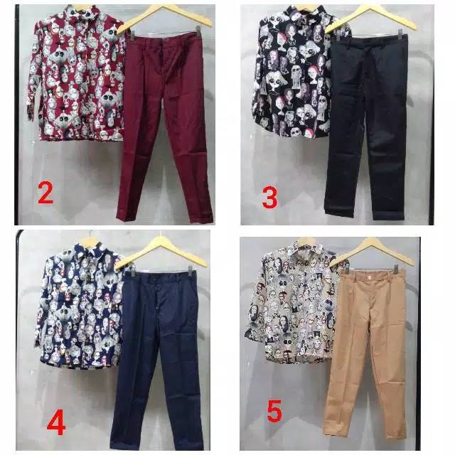 SET KEMEJA RETRO DAN BAGGYPANTS / SETELAN KARAKTER