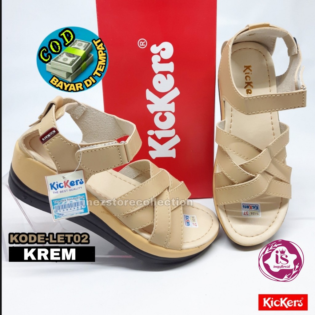 SANDAL WEDGES WANITA KICKERS TERBARU KODE LET 02 MURAH HARGA GROSIR