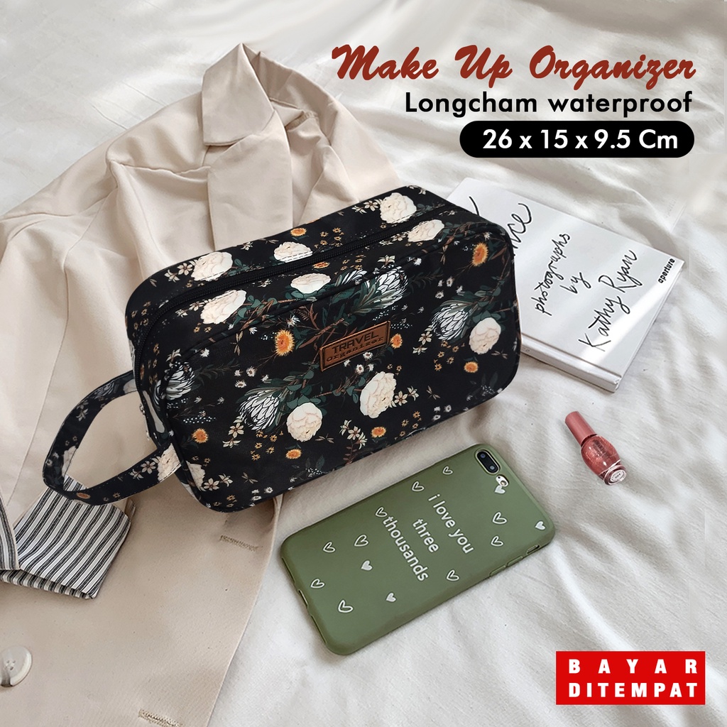 Tas kosmetik Pouch make up motif bunga murah terbaru Travel Organizer lucu Tas makeup Waterproof cosmetic bag anti air multi fungsi pouch jumbo