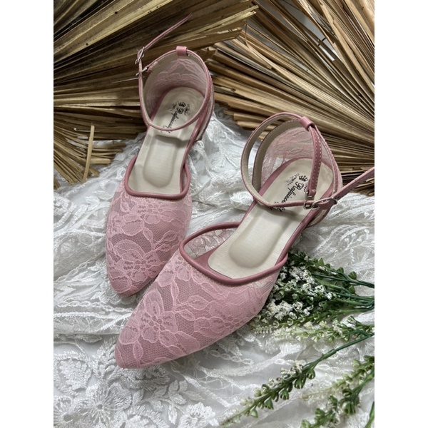 sepatu wanita nataly dustypink tali 3cm kaca