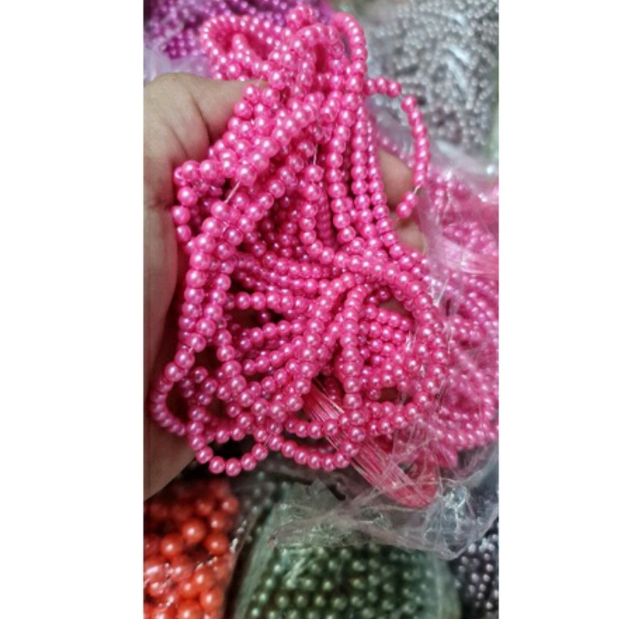 100Gram Payet Mote Manik Mutiara 8mm Bulat Kwalitas SUPER PINK