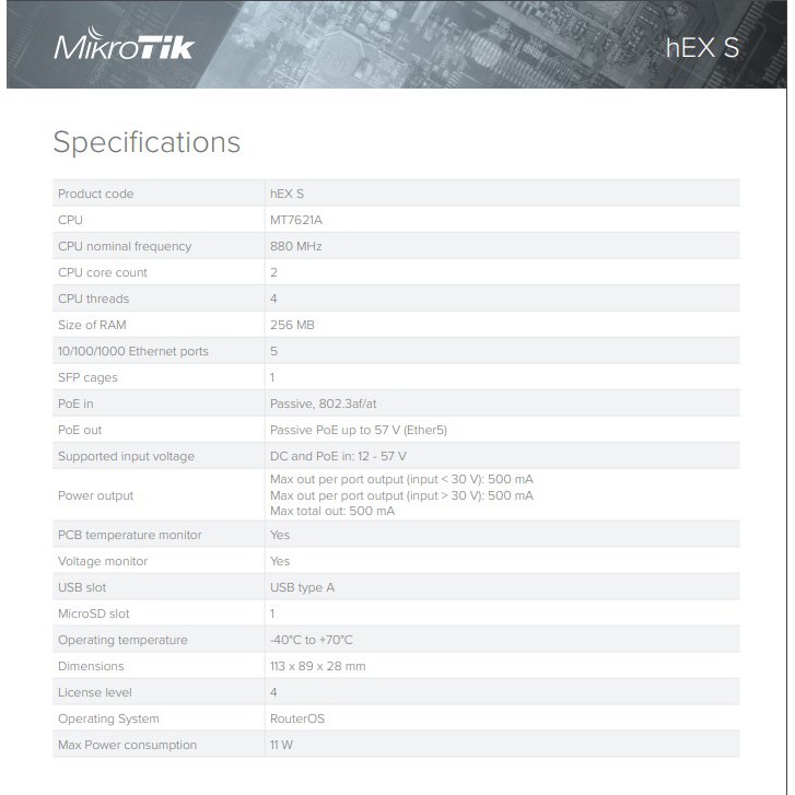 MikroTik hEX S RB760 iGS