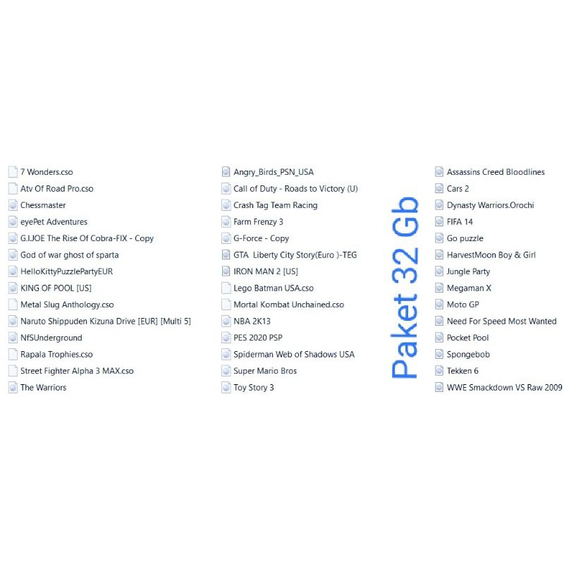 Mc Memori PSP SONY 32Gb+ 40 Game Terbaru