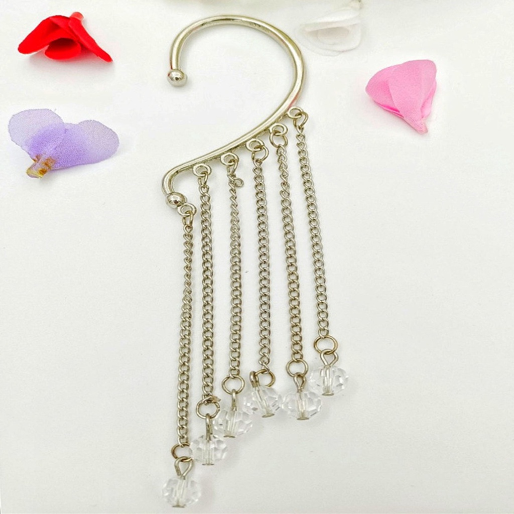 Hu Hu Hu Hu Hu Alat Bantu Pasang Kacamata♡ 1pc Anting Klip Tanpa Tindik Model Rumbai Panjang Untuk Wanita