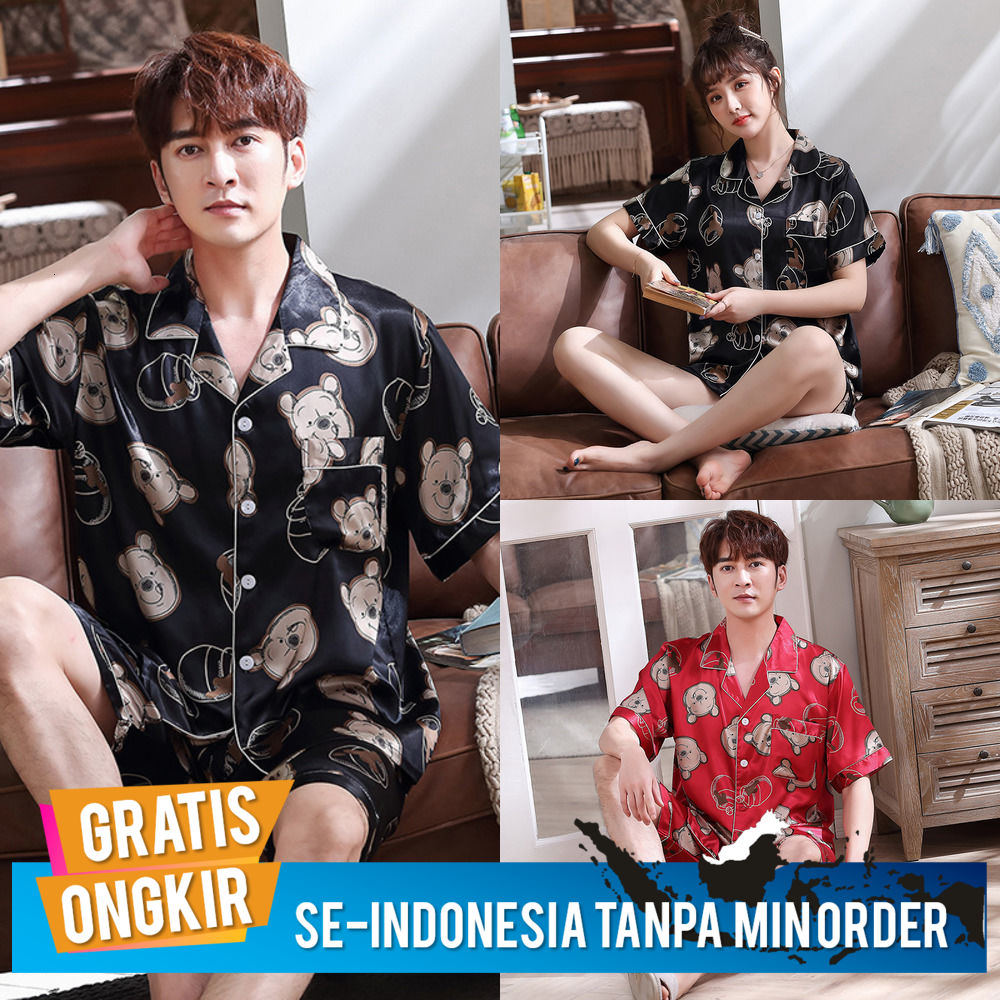 Baju Tidur Pasangan Pasangan piyama pecinta sutra  set pakaian Korea cinta Couple