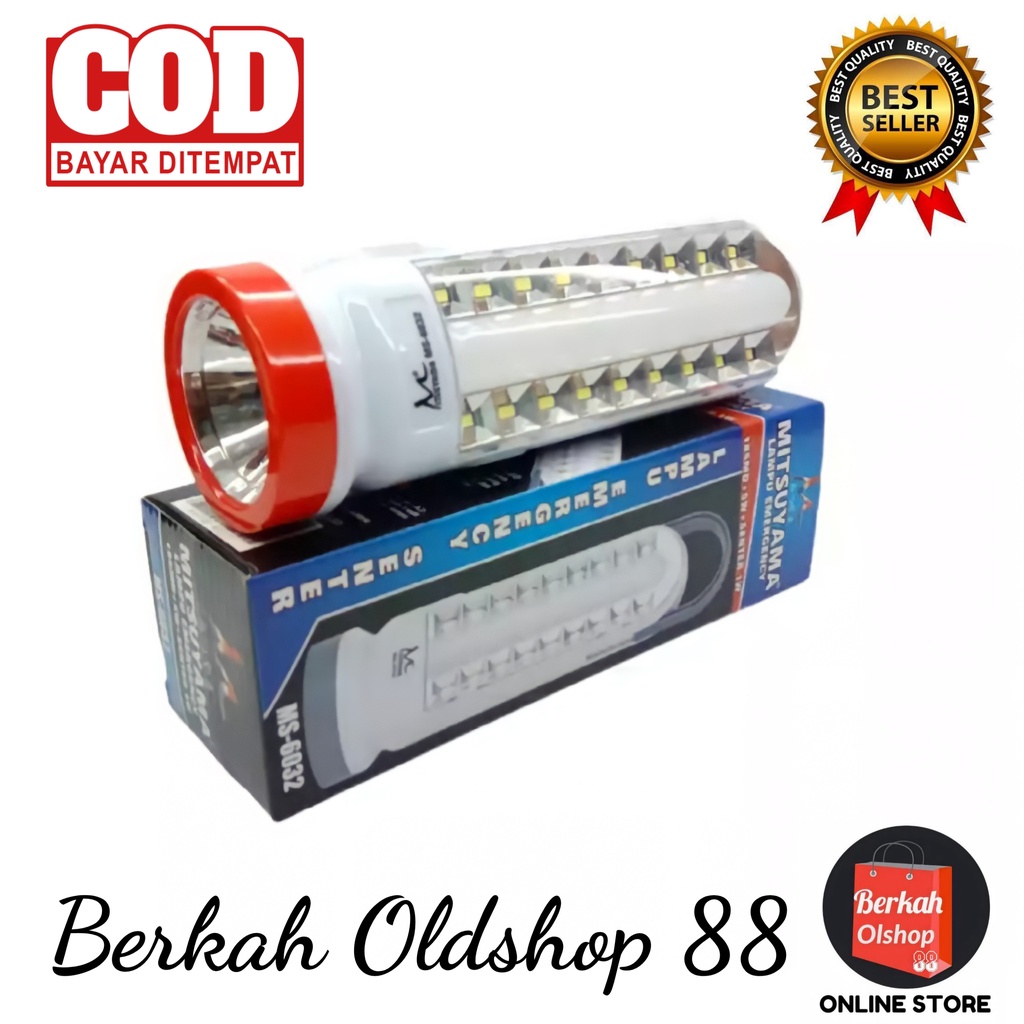 Berkah Oldshop 88 - Lampu Emergency 18 LED + 5Watt + Senter 1Watt Mitsuyama MS-6032