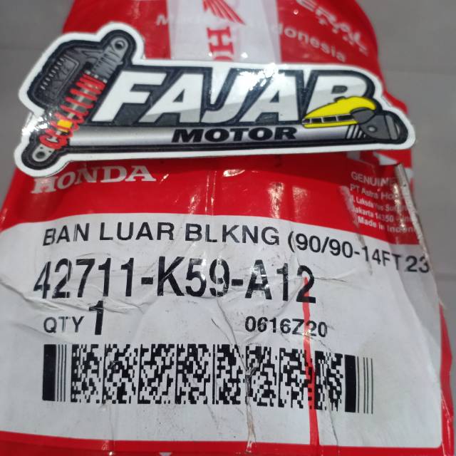 FEDERAL AHM BAN LUAR BELAKANG 90/90 RING 14 K59 A12 TUBELESS