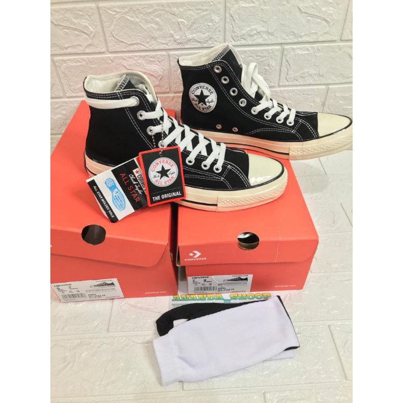 SEPATU CONVERSE ALLSTAR 70s HI BLACK WHITE/OFF WHITE PREMIUM