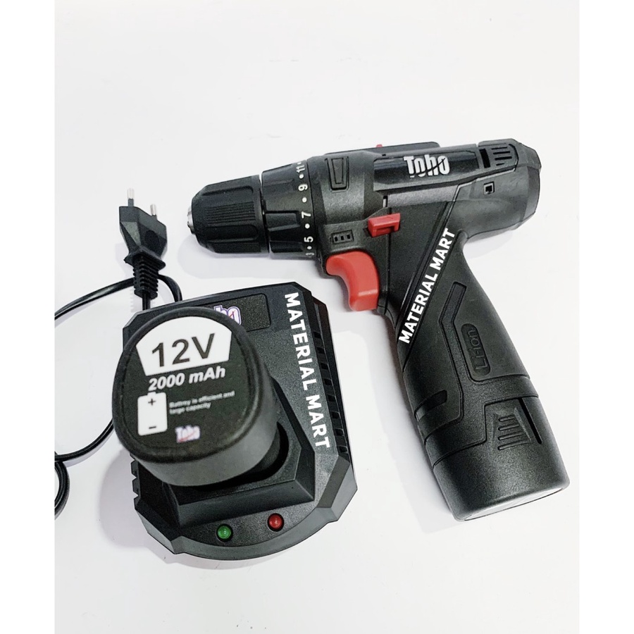 Mesin Bor TOHO Wireless ORI | Cordless Drill 12V | Bor Tangan 10mm | Material Mart