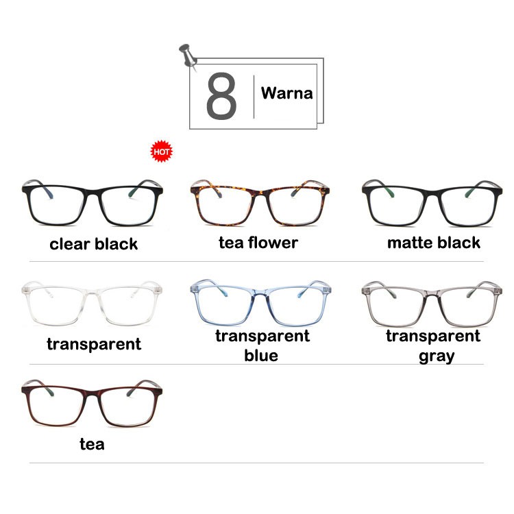 Kacamata Frame Kotak Transparan Gaya Korea untuk Pria / Wanita