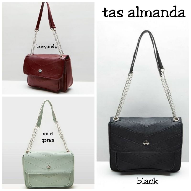 TAS ALMANDA : BLACK / BURGUNDY /MINT / NAVY : SOPHIE MARTIN PARIS OFFICIAL PROMO ORIGINAL SELEMPANG WOMAN BAG