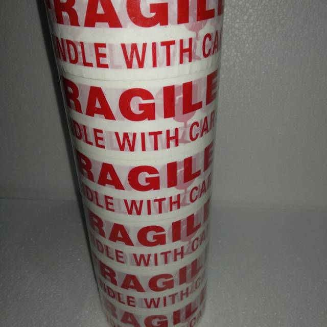 

1 pcs | Lakban FRAGILE PUTIH 48mm x 90 y x 50 mc OPP Tape merk Segitiga Mas