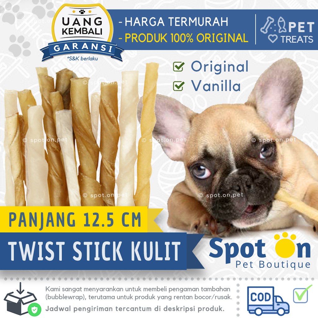 Twist Stick Anjing Natural 12.5 cm | Snack Gigitan Anjing Stik Tulang 5 inch