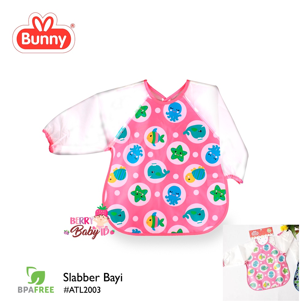 Lusty Bunny Slabber Bayi Waterproof Celemek Makan Bayi Tatak Panjang Anti Air Tumpah LUS039 Berry Mart