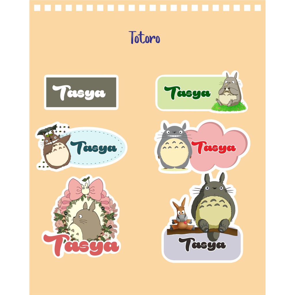

192pcs Stiker Label Nama Kekinian Tahan Air & Anti Luntur untuk Umum Tema Totoro