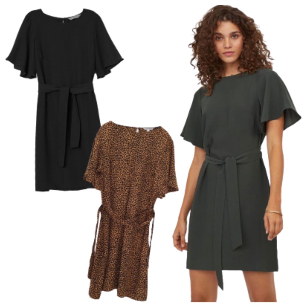 H&M Tiebelt Dress Leopard Spotblack