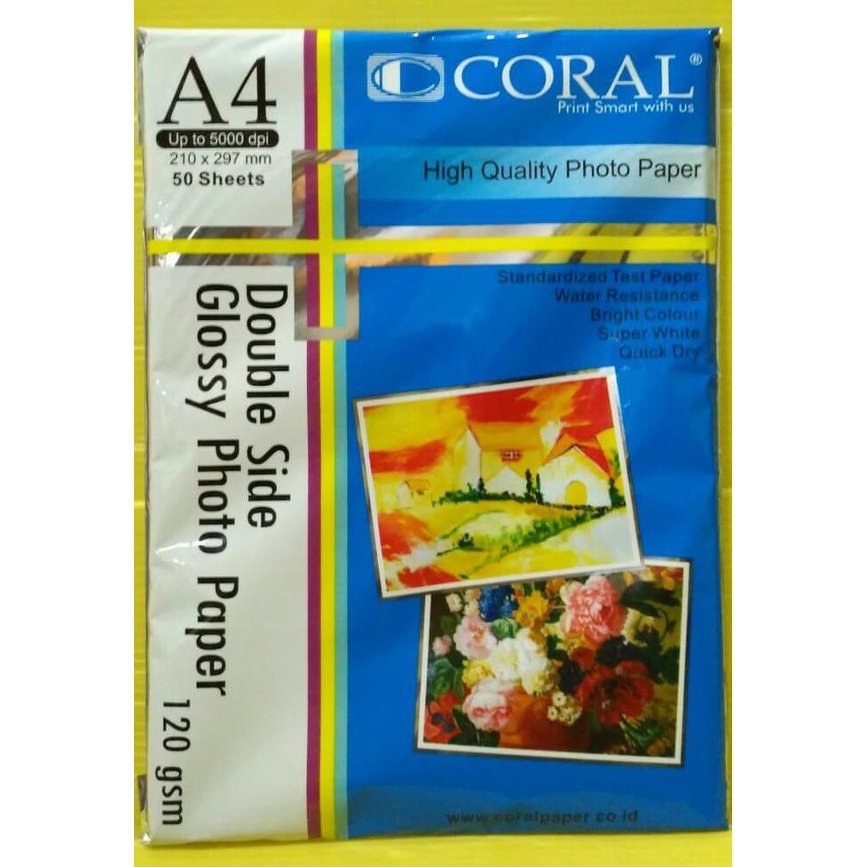 

Termurah Kertas Photo Coral Glossy Double Side 120 Gr (Pack=50 Sheet) Offic
