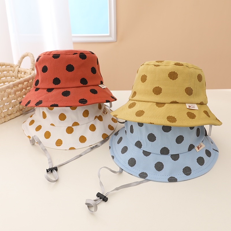 2 3 4 tahun Topi Bucket Anak Laki Laki Anak Perempuan Import Model Dots Dengan Tali