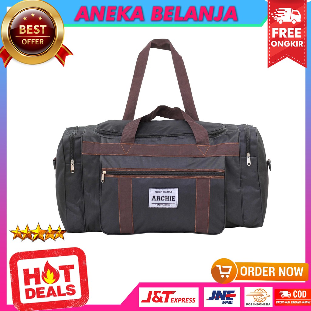 Tas Travel Jinjing Archie Hitam Tas Mudik Travel Multifungsi Muat Banyak Harga Ekonomis