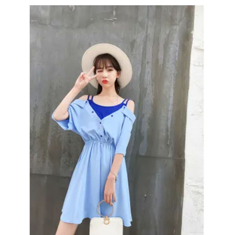 dress sabrina korea wanita import murah baju branded unik cewek cuci gudang