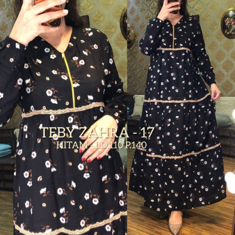 TEBY DASTER ARAB ZAHRA FLOWER RAINBOW SERIES RAYON VISCOSE ALL SIZE ORI-HITAM 017