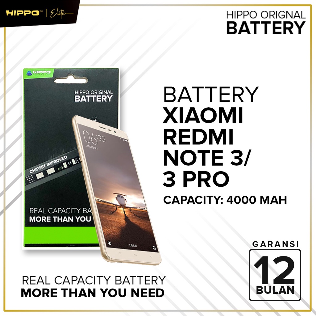 Baterai Xiaomi Redmi Note 3 Pro / Redmi Note 3 (BM46) 4000mAh Original By hippo