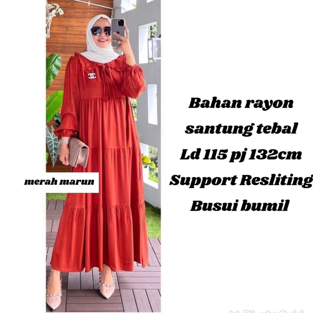 Midi Dress Jumbo Naumi Midi Dress Jumbo Rayon Premium Gamis Susun Terbaru