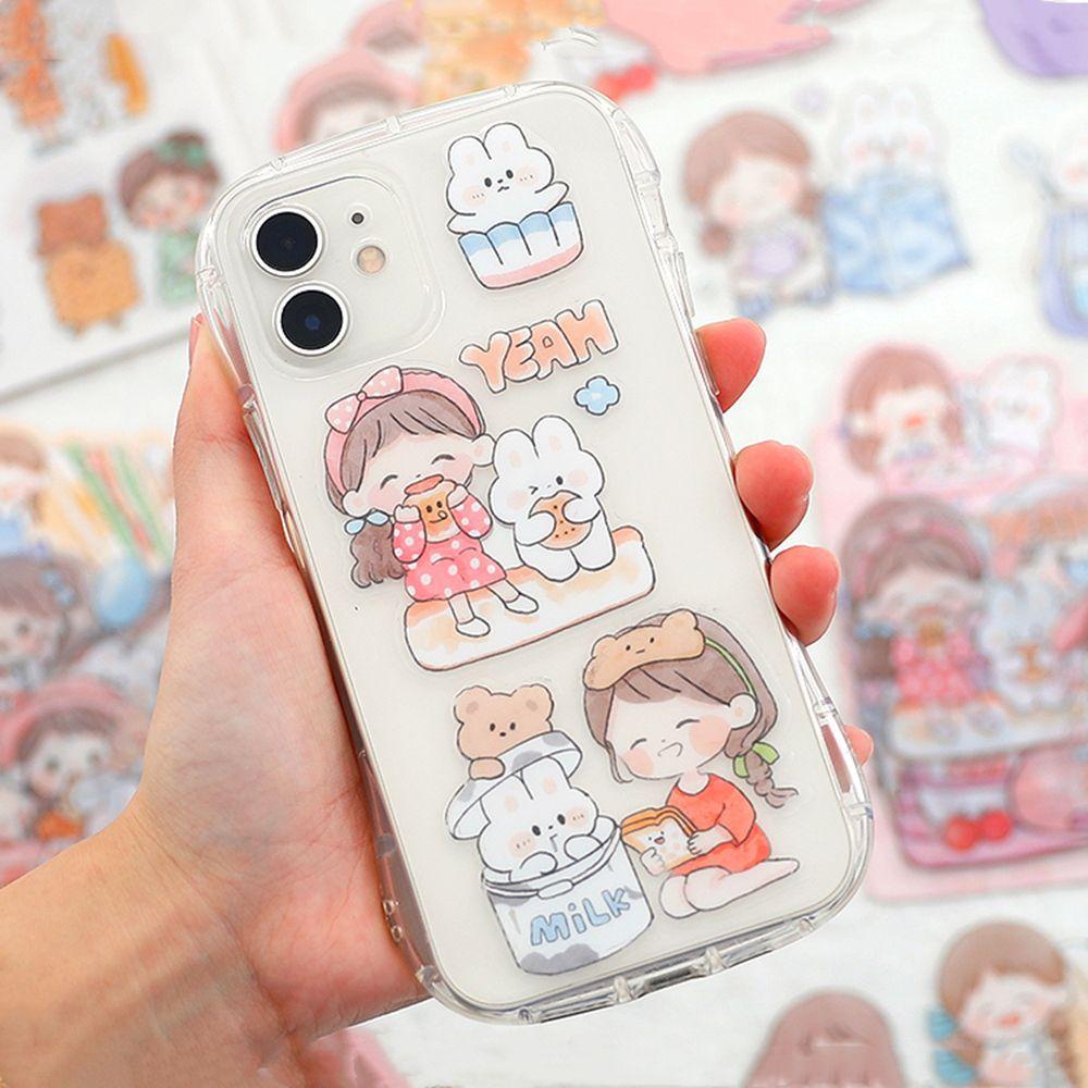Top 27 Pcs Stiker Album Planner Lucu Label Diary Cream Kelinci Cangkir Air Sticker