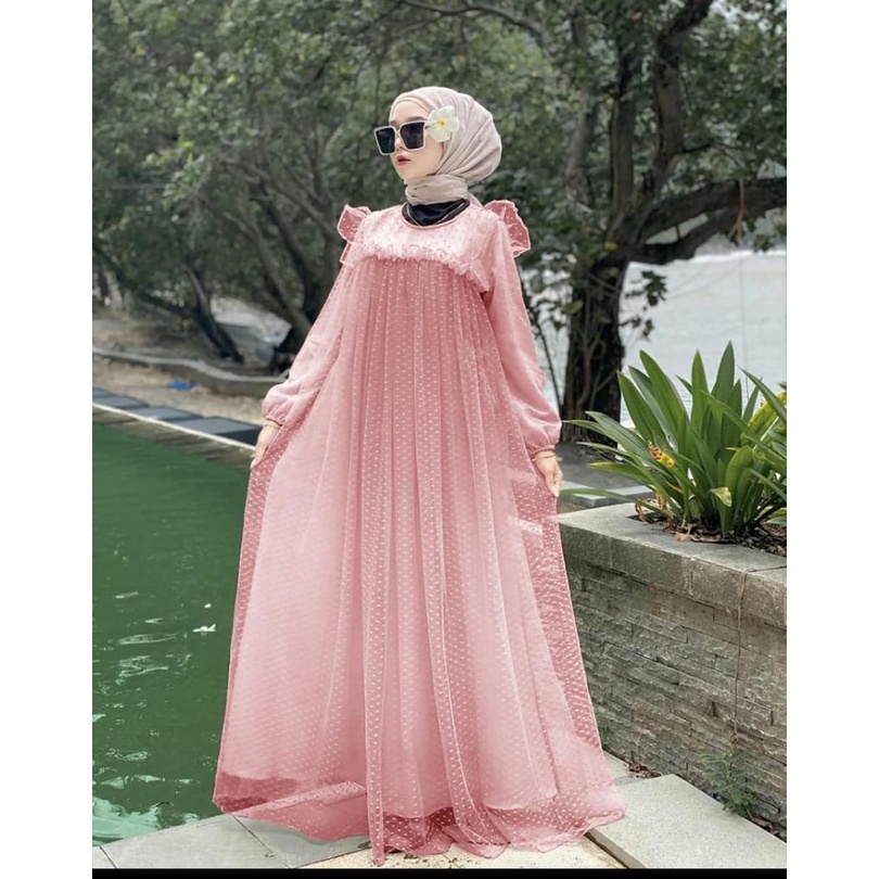 IVORY DRESS Bahan Mosscrepe Pakaian Gamis Dress Terbaru Gamis Dress Wanita Murah Dress Remaja Modern