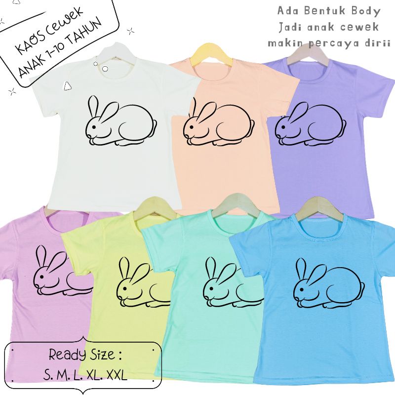 Baju Kaos Anak Cewek 3-12 tahun sampai Dewasa Jumbo RABBIT