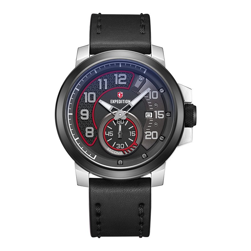 Jam Tangan Pria Expedition E 6825 MS LTBBARE Sport Edition, Diameter 45.6 mm, Hitam Kulit