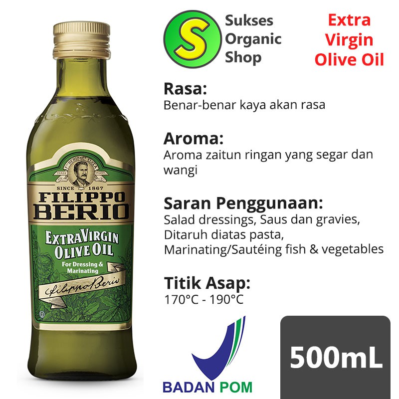 

Filippo Berio Extra Virgin Olive Oil (EVOO) 500ml / Minyak Zaitun
