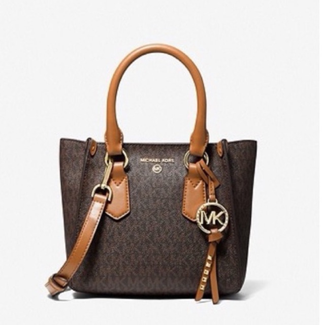 MICHAEL KORS MK Kris Small Logo Satchel brown acorn